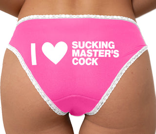 I Love Sucking Master's Cock Bikini - Pink with White Lace