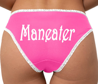 Man Eater Bikini - Pink with White Lace