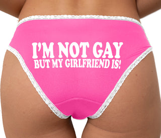 I'm Not Gay But My Girlfriend Is Bikini - Pink with White Lace