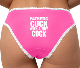 Pathetic Cuck With A Tiny Cock Bikini - Pink with White Lace