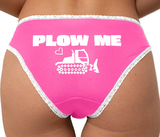 Plow Me - Funny Tractor Design Bikini - Pink with White Lace