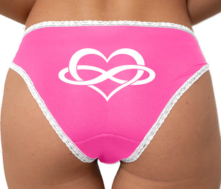 Polyamory Logo Bikini - Pink with White Lace