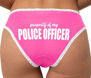 Property Of My Police Officer Bikini - Pink with White Lace