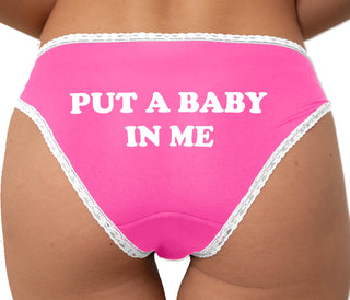 Put A Baby In Me Bikini - Pink with White Lace