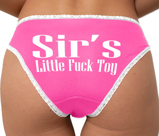 Sir's Little Fuck Toy Bikini - Pink with White Lace