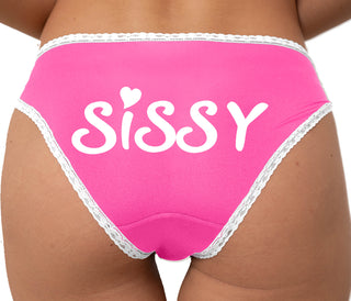 Sissy Bikini - Pink with White Lace