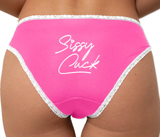 Sissy Cuck Bikini - Pink with White Lace