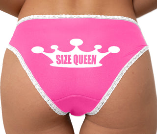 Size Queen Bikini - Pink with White Lace