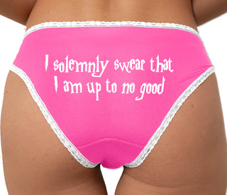 I Solemnly Swear I Am Up To No Good Bikini - Pink with White Lace