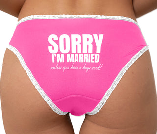 Sorry I'm Married Unless You Have A Huge Cock Bikini - Pink with White Lace