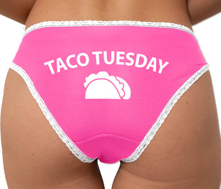 Taco Tuesday Bikini - Pink with White Lace