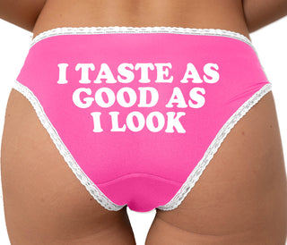 I Taste As Good As I Look Bikini - Pink with White Lace