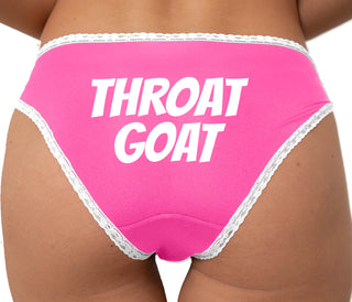 Deep Throat Goat Bikini - Pink with White Lace
