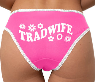 Tradwife - Flower Print Bikini - Pink with White Lace