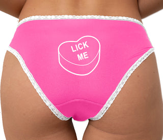 Valentines Day Candy - Lick Me Bikini - Pink with White Lace