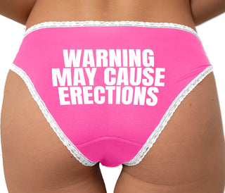 Warning May Cause Erections Bikini - Pink with White Lace