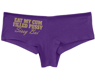 Eat My Cum Filled Pussy Sissy Boi - Purple Boy Short