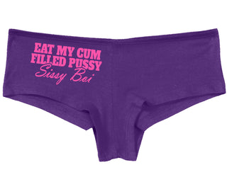Eat My Cum Filled Pussy Sissy Boi - Purple Boy Short