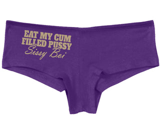 Eat My Cum Filled Pussy Sissy Boi - Purple Boy Short