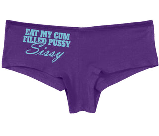 Eat My Cum Filled Pussy Sissy  Cuck - Purple Boy Short