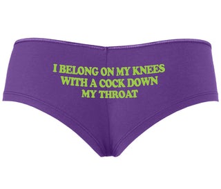 I Belong On My Knees With A Cock Down My Throat - Purple Boyshort