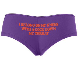 I Belong On My Knees With A Cock Down My Throat - Purple Boyshort