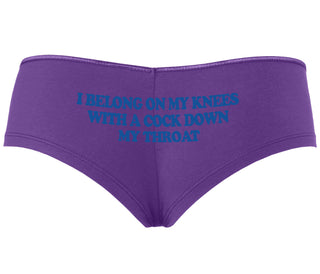 I Belong On My Knees With A Cock Down My Throat - Purple Boyshort