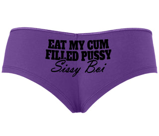 Eat My Cum Filled Pussy Sissy Boi - Purple Boyshort