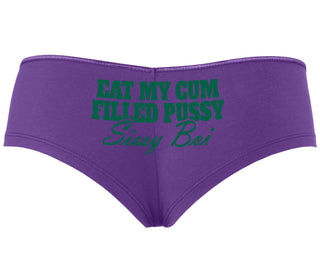 Eat My Cum Filled Pussy Sissy Boi - Purple Boyshort