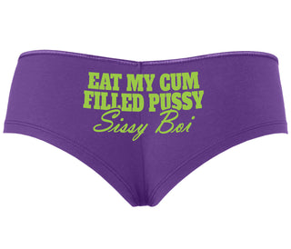 Eat My Cum Filled Pussy Sissy Boi - Purple Boyshort