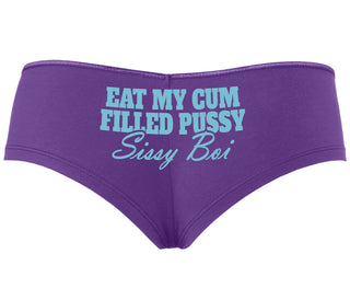Eat My Cum Filled Pussy Sissy Boi - Purple Boyshort