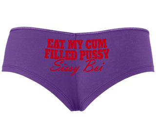 Eat My Cum Filled Pussy Sissy Boi - Purple Boyshort