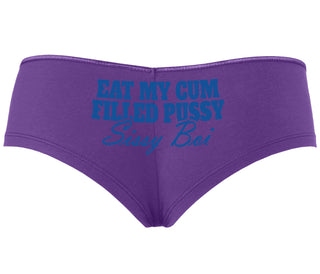 Eat My Cum Filled Pussy Sissy Boi - Purple Boyshort