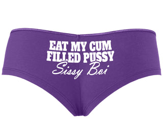 Eat My Cum Filled Pussy Sissy Boi - Purple Boyshort
