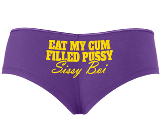 Eat My Cum Filled Pussy Sissy Boi - Purple Boyshort