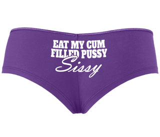 Eat My Cum Filled Pussy Sissy  Cuck - Purple Boyshort