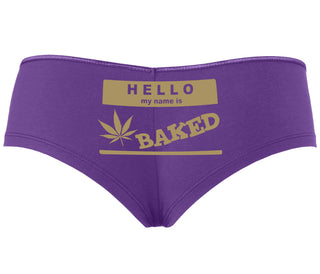 Hello My Name Is Baked - Purple Boyshort