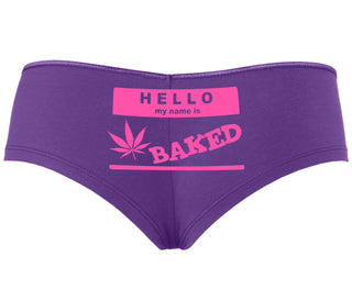 Hello My Name Is Baked - Purple Boyshort