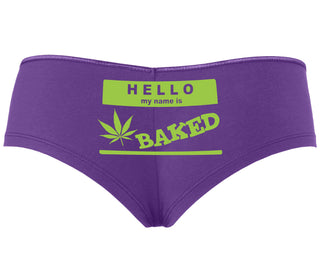 Hello My Name Is Baked - Purple Boyshort