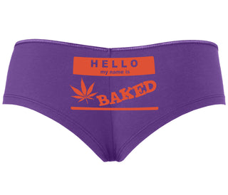 Hello My Name Is Baked - Purple Boyshort
