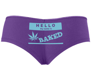 Hello My Name Is Baked - Purple Boyshort