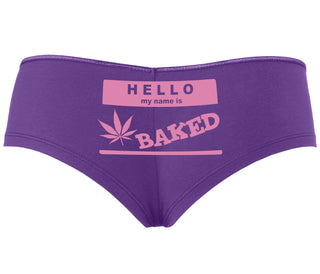 Hello My Name Is Baked - Purple Boyshort