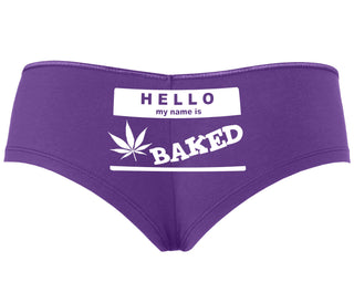 Hello My Name Is Baked - Purple Boyshort