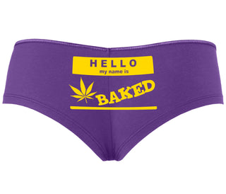 Hello My Name Is Baked - Purple Boyshort