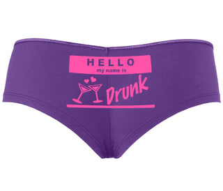 Hello My Name Is Drunk - Purple Boyshort