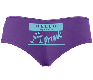 Hello My Name Is Drunk - Purple Boyshort
