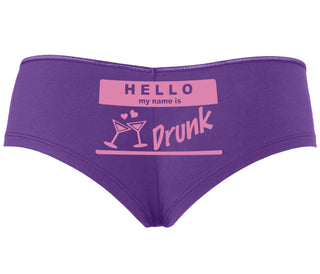 Hello My Name Is Drunk - Purple Boyshort
