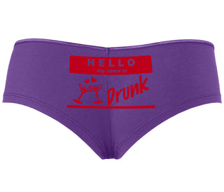 Hello My Name Is Drunk - Purple Boyshort