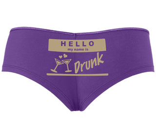 Hello My Name Is Drunk - Purple Boyshort
