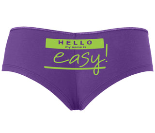 Hello My Name Is Easy - Purple Boyshort